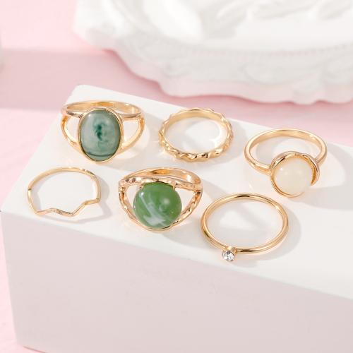 Tibetan Style Ring Set, with Crystal & Resin, plated, different styles for choice & for woman & with rhinestone, Sold By Set