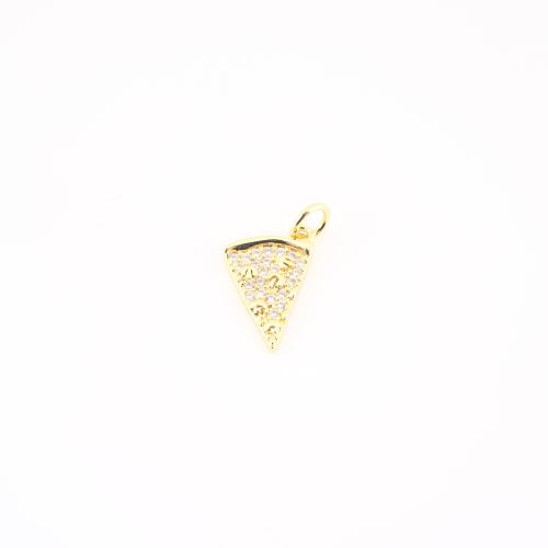Befestigter Zirkonia Messing Anhänger, Pizza, goldfarben plattiert, DIY & Micro pave Zirkonia, 18x10x2mm, verkauft von PC
