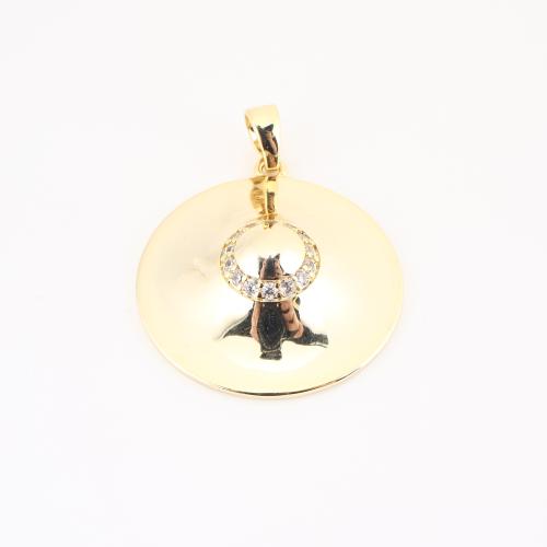 Цирконий Micro Pave латунь подвеска, Латунь, плакирован золотом, DIY & инкрустированное микро кубического циркония, 38x30x8mm, продается PC