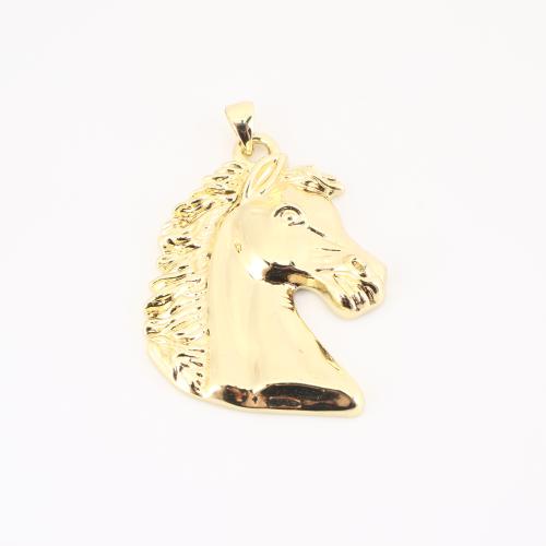 Brass Jewelry Pendants, Horse, gold color plated, DIY, 43x28x4mm, Sold By PC