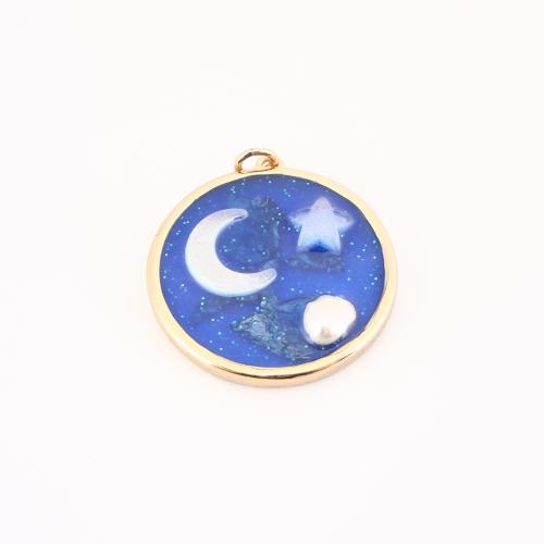 Brass Jewelry Pendants, Flat Round, gold color plated, DIY & enamel, 33x28x4mm, Sold By PC