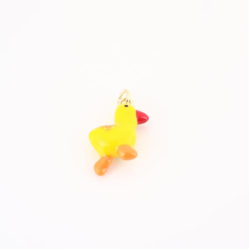 Brass Jewelry Pendants, Duck, gold color plated, DIY & enamel, 21x13x7mm, Sold By PC