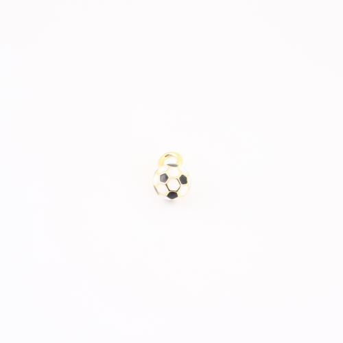 Латунные ювелирные кулоны, Латунь, Футбол, плакирован золотом, DIY & эмаль, 10x6x6mm, продается PC