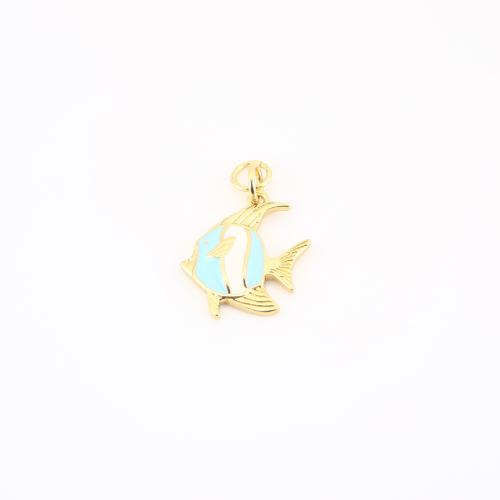Brass Jewelry Pendants, Fish, gold color plated, DIY & enamel, 22x14x3mm, Sold By PC