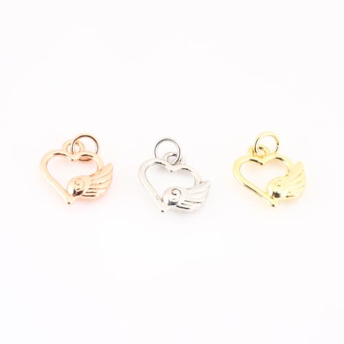 Brass Heart Pendants, Winged Heart, plated, DIY & hollow, more colors for choice, 15x13x3mm, Sold By PC