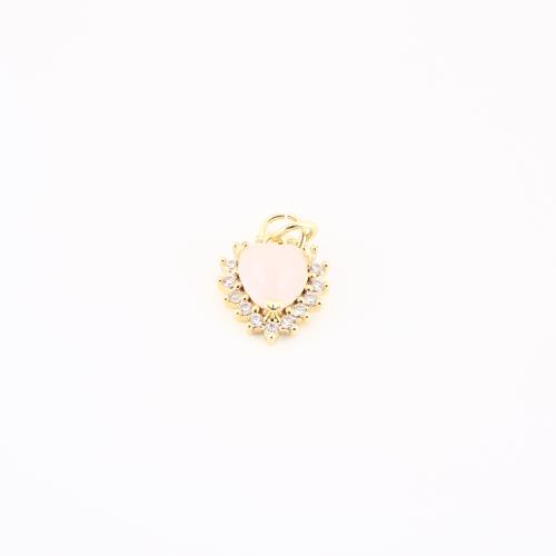 Цирконий Micro Pave латунь подвеска, Латунь, Сердце, плакирован золотом, DIY & инкрустированное микро кубического циркония, 18x12x6mm, продается PC