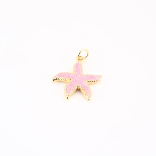 Brass Jewelry Pendants, Starfish, gold color plated, DIY & enamel, 24x18x2mm, Sold By PC