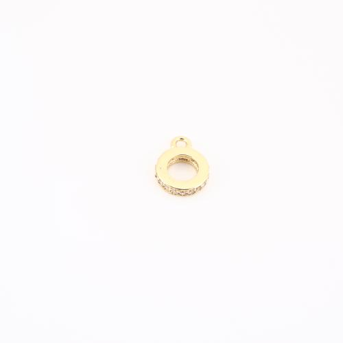 Cubic Zirconia Micro Pave Brass Pendant, Donut, gold color plated, DIY & micro pave cubic zirconia & hollow, 11x9x2mm, Sold By PC