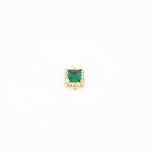 Cubic Zirconia Micro Pave Brass Connector, Square, gold color plated, DIY & micro pave cubic zirconia, 11x8x4mm, Sold By PC