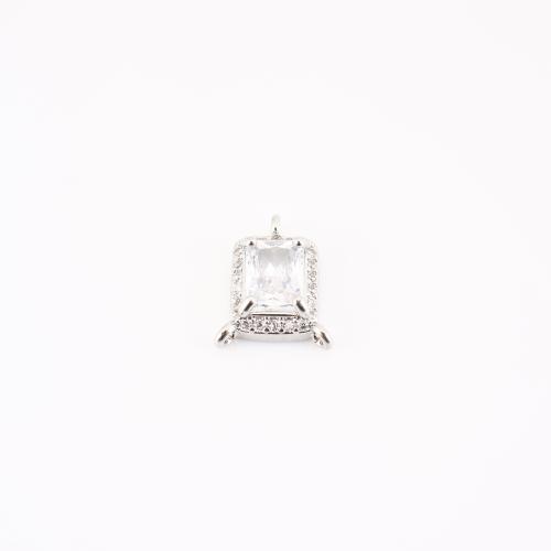 Cubic Zirconia Micro Pave Brass Pendant, Geometrical Pattern, plated, DIY & micro pave cubic zirconia, 16x12x5mm, Sold By PC