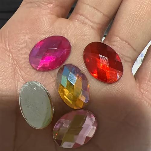 Acrylic Cabochons, Oval, silver color plated, DIY & faceted, more colors for choice, 13x18x4mm, 500PCs/Bag, Sold By Bag