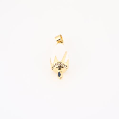 Cubic Zirconia Micro Pave Brass Pendant, gold color plated, DIY & micro pave cubic zirconia & enamel, 30x9x9mm, Sold By PC