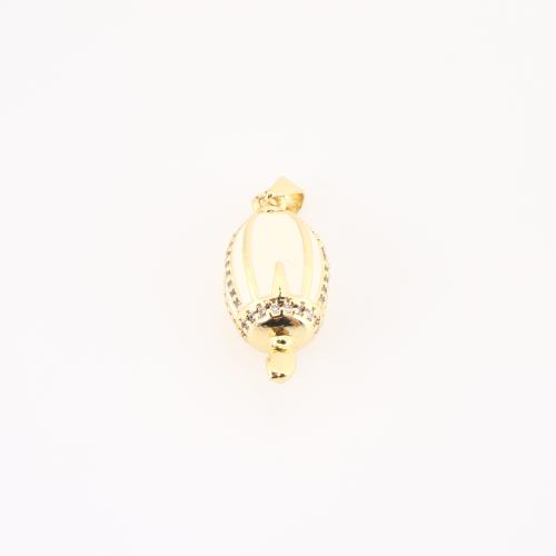 Cubic Zirconia Micro Pave Brass Pendant, gold color plated, DIY & micro pave cubic zirconia, 29x11x11mm, Sold By PC