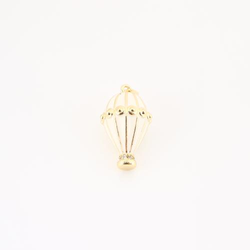 Cubic Zirconia Micro Pave Brass Pendant, gold color plated, DIY & micro pave cubic zirconia & enamel, 27x13x13mm, Sold By PC