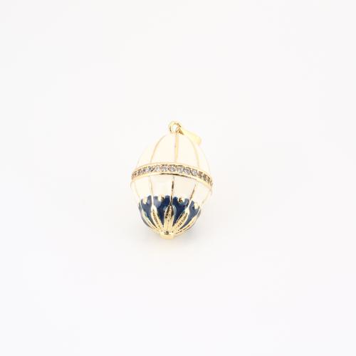 Cubic Zirconia Micro Pave Brass Pendant, gold color plated, DIY & micro pave cubic zirconia & enamel, 26x14x14mm, Sold By PC