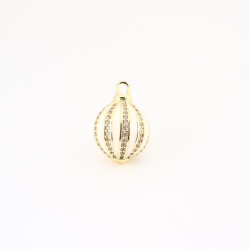 Cubic Zirconia Micro Pave Brass Pendant, gold color plated, DIY & micro pave cubic zirconia & enamel, 20x14x14mm, Sold By PC