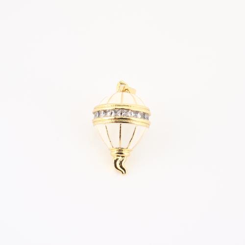 Cubic Zirconia Micro Pave Brass Pendant, gold color plated, DIY & micro pave cubic zirconia & enamel, 27x9x9mm, Sold By PC