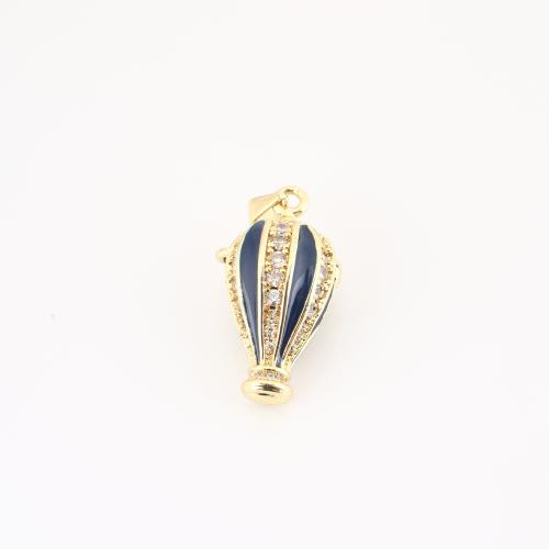 Cubic Zirconia Micro Pave Brass Pendant, gold color plated, DIY & micro pave cubic zirconia & enamel, 29x14x14mm, Sold By PC
