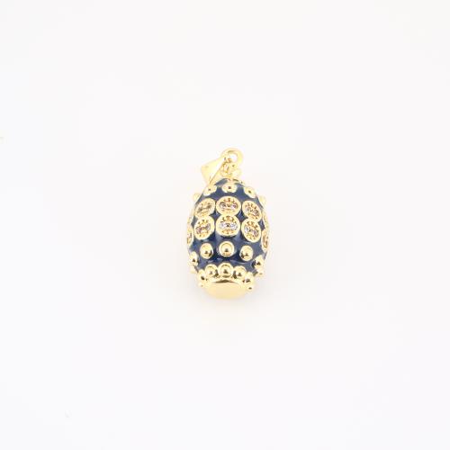 Cubic Zirconia Micro Pave Brass Pendant, gold color plated, DIY & micro pave cubic zirconia & enamel, 26x10x10mm, Sold By PC
