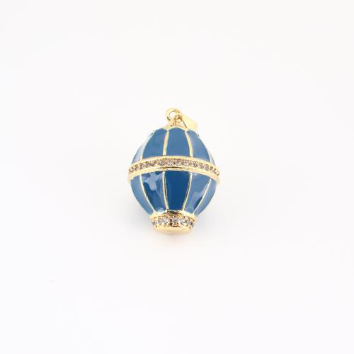 Cubic Zirconia Micro Pave Brass Pendant, gold color plated, DIY & micro pave cubic zirconia & enamel, 26x15x15mm, Sold By PC