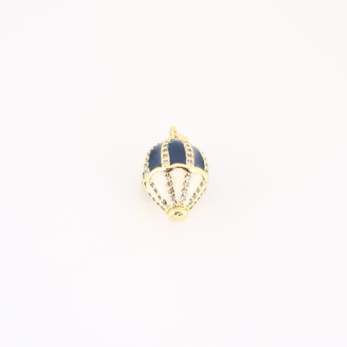 Cubic Zirconia Micro Pave Brass Pendant, gold color plated, DIY & micro pave cubic zirconia & enamel, 23x11x11mm, Sold By PC