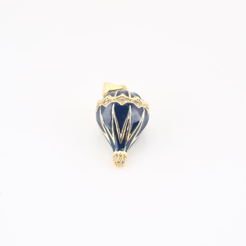 Cubic Zirconia Micro Pave Brass Pendant, gold color plated, DIY & micro pave cubic zirconia & enamel, 27x13x13mm, Sold By PC