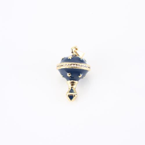 Cubic Zirconia Micro Pave Brass Pendant, gold color plated, DIY & micro pave cubic zirconia & enamel, 27x14x14mm, Sold By PC