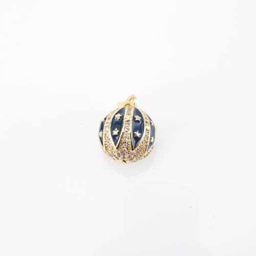Cubic Zirconia Micro Pave Brass Pendant, gold color plated, DIY & micro pave cubic zirconia & enamel, 20x13x13mm, Sold By PC