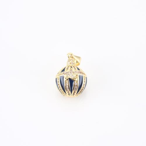 Cubic Zirconia Micro Pave Brass Pendant, gold color plated, DIY & micro pave cubic zirconia & enamel, 24x14x14mm, Sold By PC