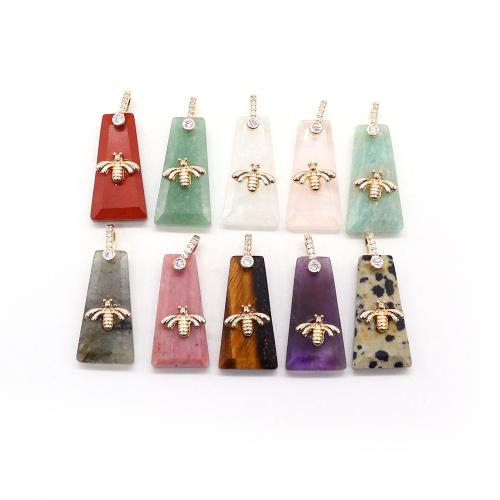 Gemstone Pendants Jewelry, with Brass, Trapezium, DIY & different materials for choice & faceted & with rhinestone, 13x30x6mm, Sold By PC