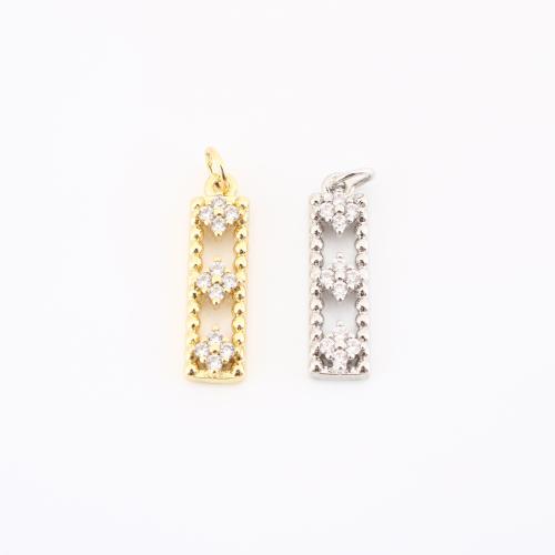 Cubic Zirconia Micro Pave Brass Pendant, Geometrical Pattern, plated, DIY & micro pave cubic zirconia & hollow, more colors for choice, 25x6x4mm, Sold By PC