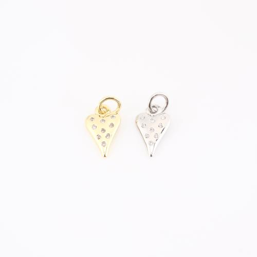 Cubic Zirconia Micro Pave Brass Pendant, Heart, plated, DIY & micro pave cubic zirconia, more colors for choice, 16x8x2mm, Sold By PC