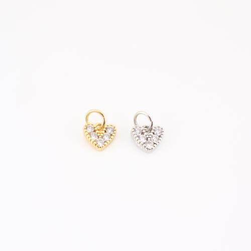 Cubic Zirconia Micro Pave Brass Pendant, Heart, plated, DIY & micro pave cubic zirconia, more colors for choice, 10x7x3mm, Sold By PC
