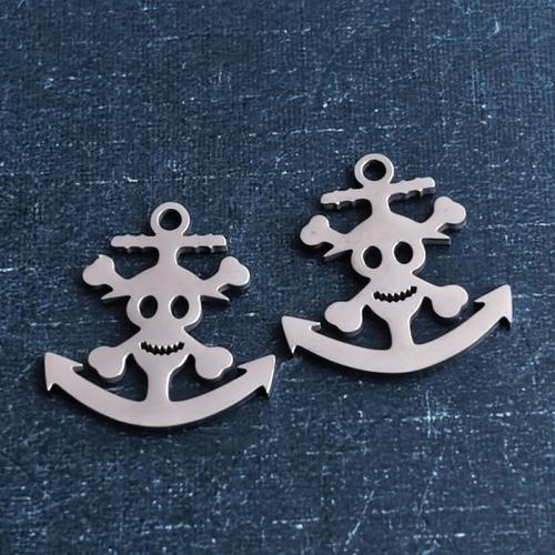 Titanium Steel Pendants, Skull, plated, DIY, more colors for choice, 16x17x1.20mm, 10PCs/Bag, Sold By Bag