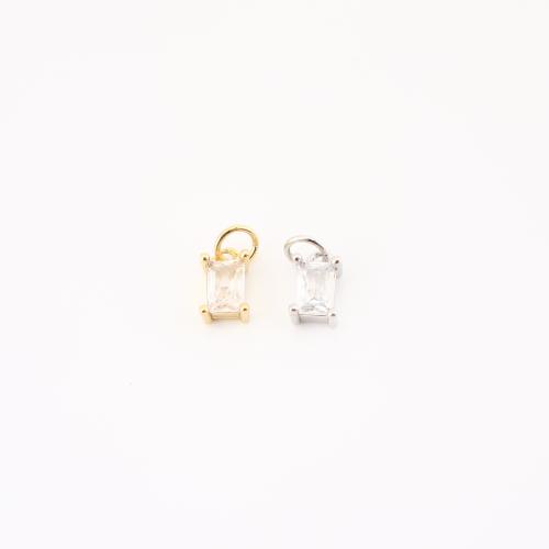 Cubic Zirconia Micro Pave Brass Pendant, Geometrical Pattern, plated, DIY & micro pave cubic zirconia, more colors for choice, 13x5x4mm, Sold By PC