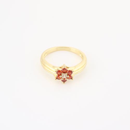 Brass Finger Ring, Flower, gold color plated, micro pave cubic zirconia & for woman, Sold By PC