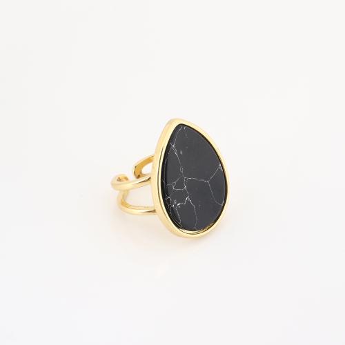 Brass Cuff Finger Ring, with Gemstone, Teardrop, gold color plated, Unisex & hollow, Sold By PC
