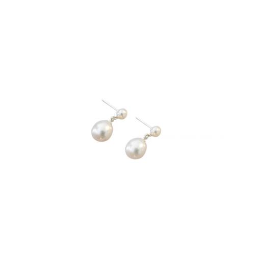 925 Sterling Silver Drop Earring, with Freshwater Pearl, fashion jewelry & for woman, pearl size 6-7mm, Sold By PC