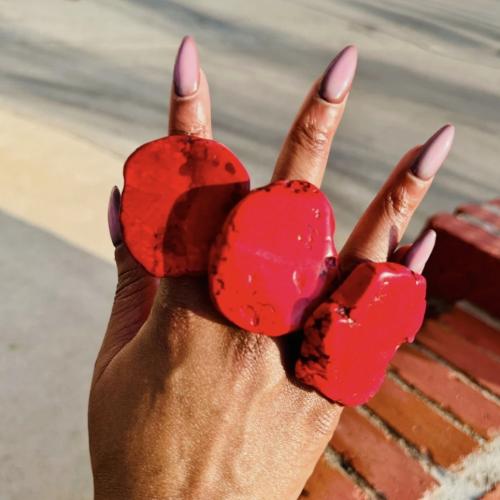 Stainless Steel Cuff Finger Ring, with turquoise, irregular, fashion jewelry & Unisex, more colors for choice, size 30-40x20-30x20-30mm, 12PCs/Lot, Sold By Lot