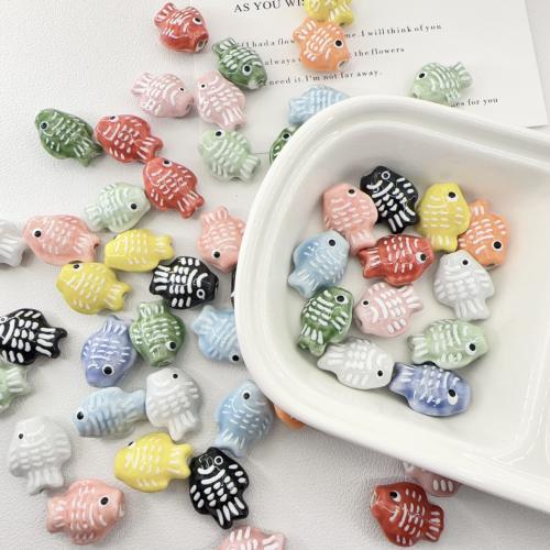 Porcelain Jewelry Beads, Fish, DIY, more colors for choice, 20x15x9.50mm, Hole:Approx 2.5mm, 100PCs/Bag, Sold By Bag
