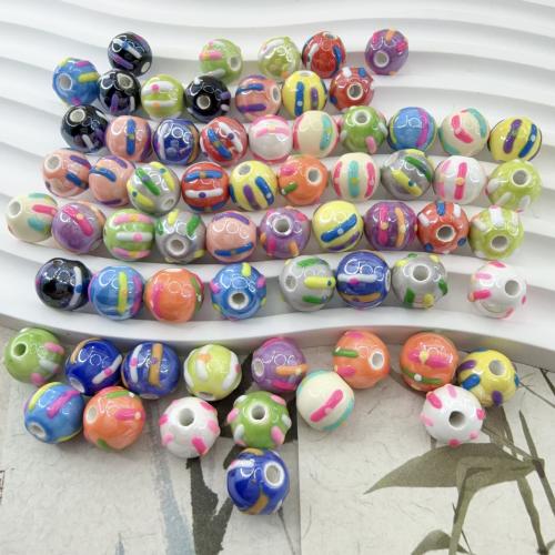Porcelain Jewelry Beads, Round, DIY & enamel, more colors for choice, 10mm, Hole:Approx 2mm, 100PCs/Bag, Sold By Bag