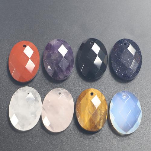 Gemstone Pendants Jewelry, Flat Oval, polished, DIY & different materials for choice & faceted, 18x25x7mm, Sold By PC