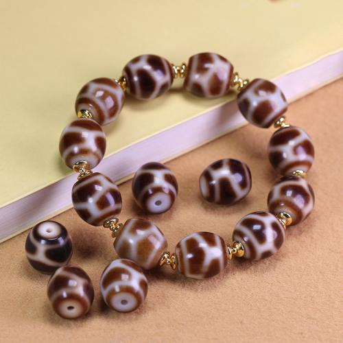 Natural Tibetan Agate Dzi Beads, folk style & different styles for choice, 14x14mm, Sold By PC