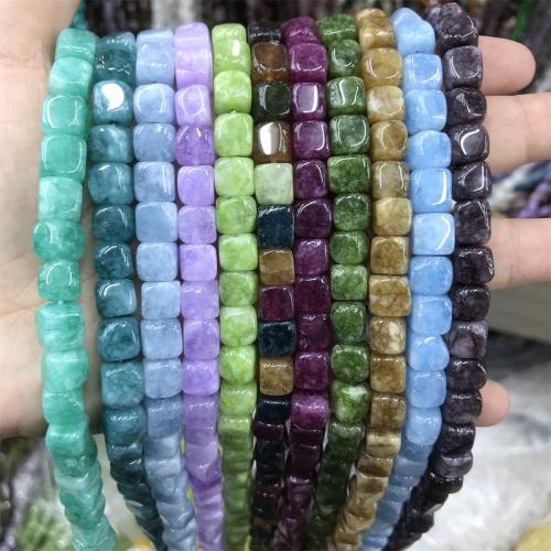 Natural Chalcedony Bead, Square, polished, DIY, more colors for choice, beads size 7-8mm, Approx 50PCs/Strand, Sold By Strand