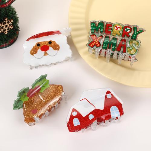 Acrylic Hair Claw Clip, printing, Christmas Design & different styles for choice & for woman, Sold By PC