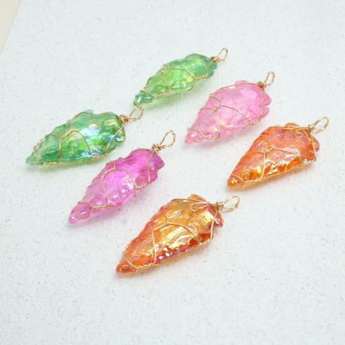 Quartz Gemstone Pendants, with 304 Stainless Steel, arrowhead, DIY, more colors for choice, 25x50mm, Sold By PC
