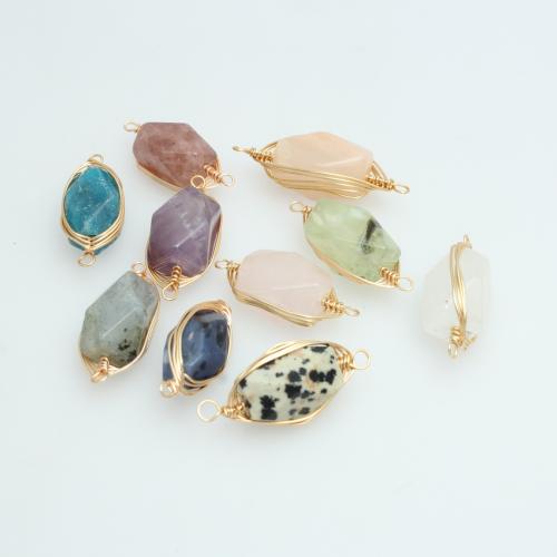 Gemstone Connector, with brass wire, Geometrical Pattern, DIY & different materials for choice, 9x28mm, Sold By PC