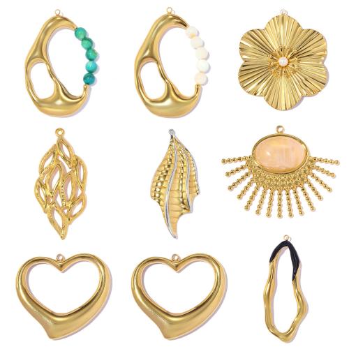 Edelstahl Schmuck Anhänger, 304 Edelstahl, mit ABS-Kunststoff-Perlen & Edelstein, plattiert, DIY & verschiedene Stile für Wahl & Emaille, 3PCs/Tasche, verkauft von Tasche