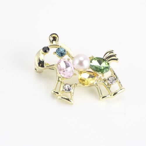 Tibetan Style Brooch, with Freshwater Pearl, gold color plated, for woman & with rhinestone & hollow, 30x34x14mm, Sold By PC