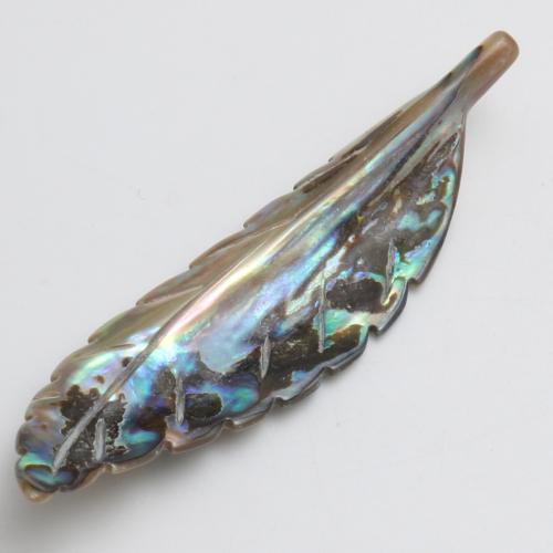 Abalone Shell Beads, Feather, Carved, DIY & no hole, 67.40x17.80mm, Sold By PC